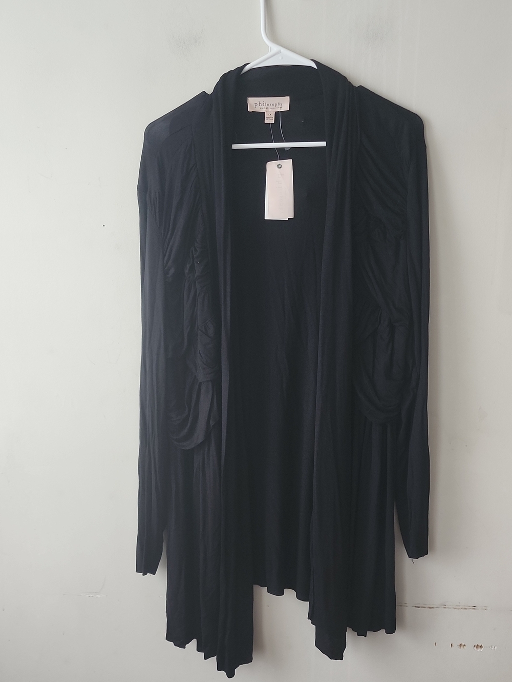 Philosophy Black Draped Open-Front Women's Cardigan